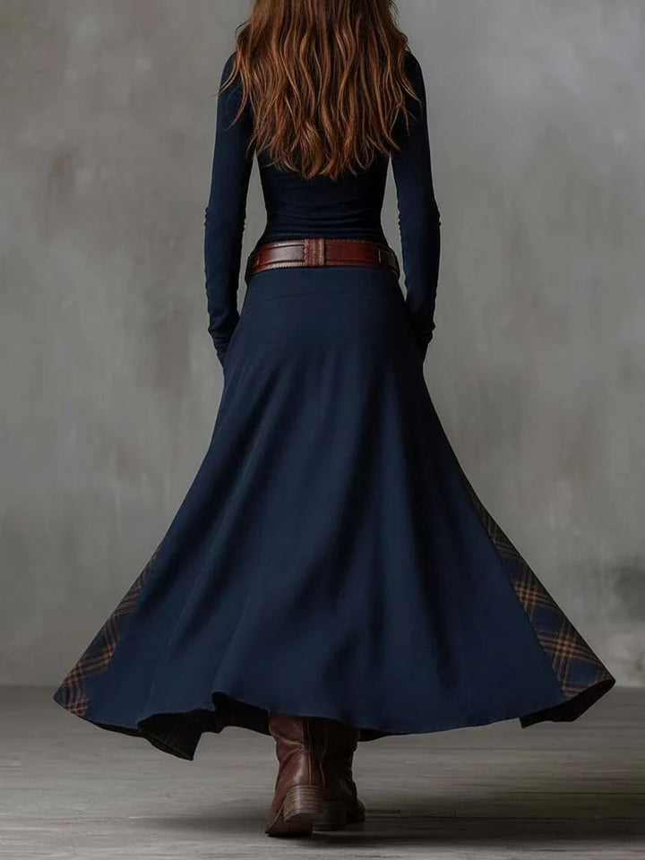 Leonora™ | Vintage Suede Check Dress (Includes Belt)