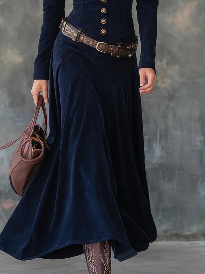 Milana™ | Long Suede Dress with Slit