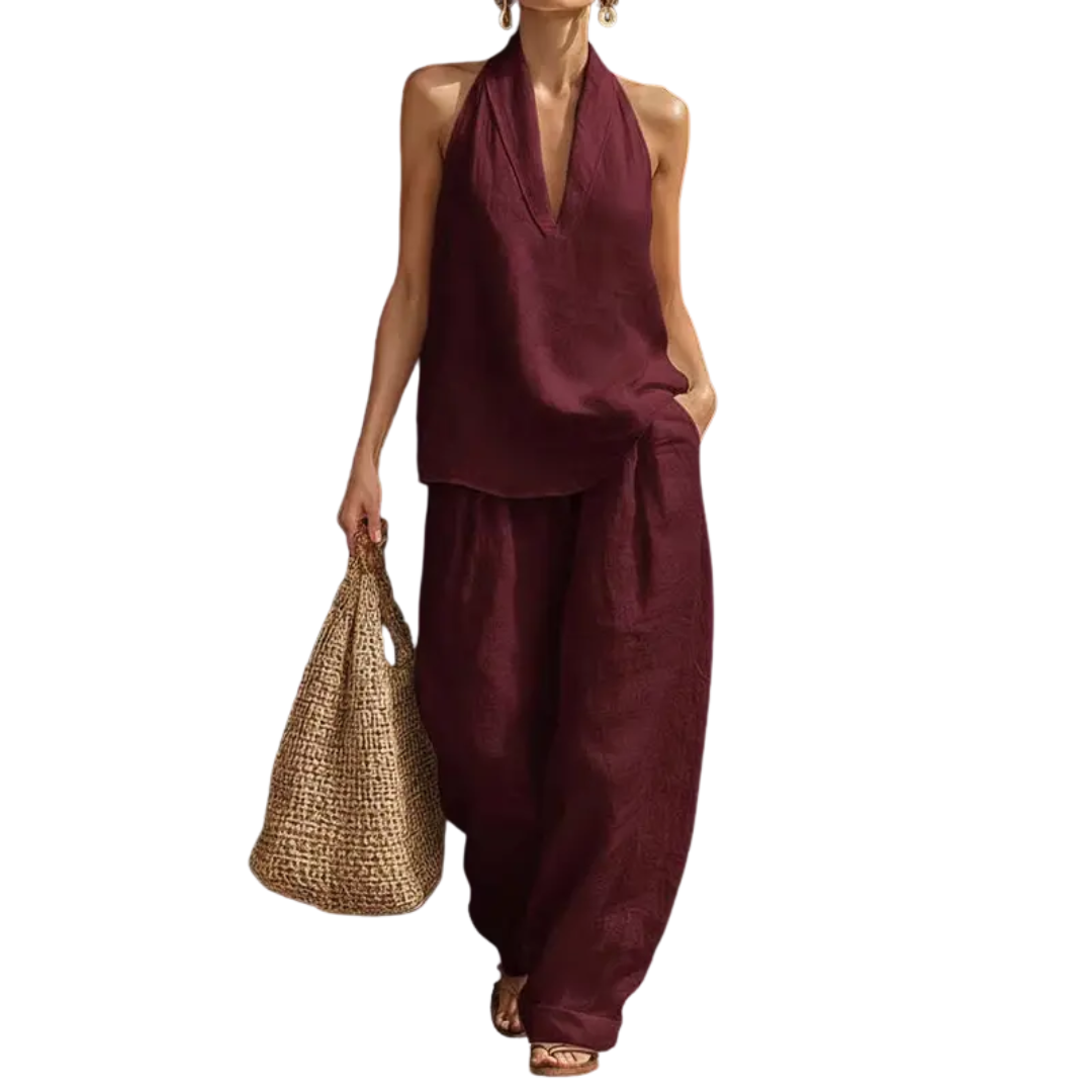 Celestine | The Halter Neck Wide-Leg Two-Piece Set