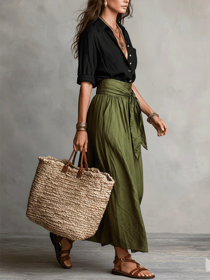 Hadleigh | The Button Shirt and Midi Skirt Two-Piece Set