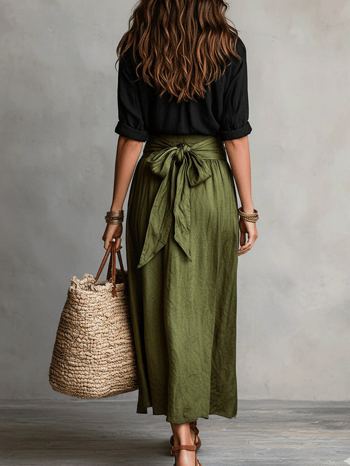 Hadleigh | The Button Shirt and Midi Skirt Two-Piece Set