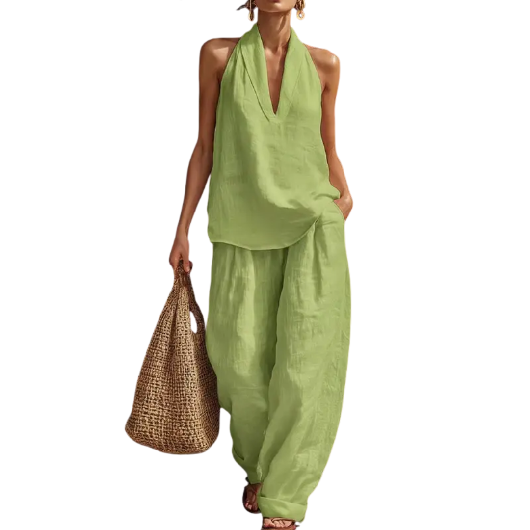 Celestine | The Halter Neck Wide-Leg Two-Piece Set