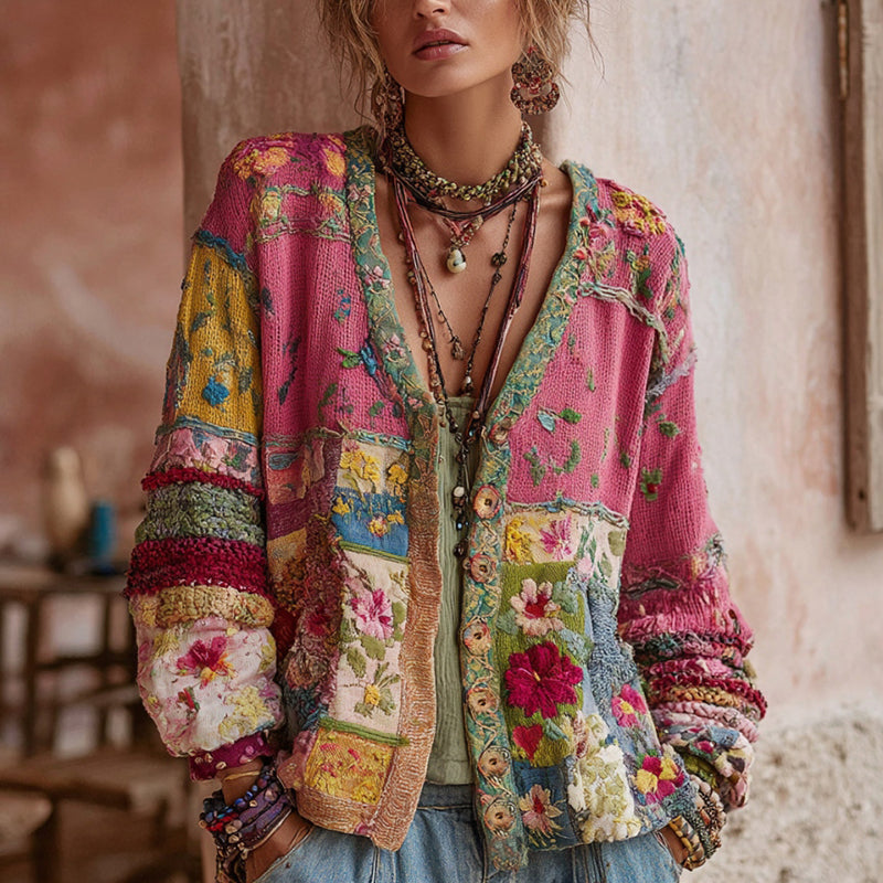 Rosalind | The Floral Embroidery Patchwork Cardigan