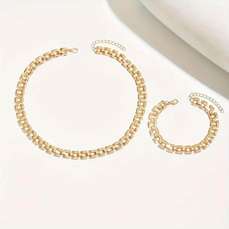 SQUARE BUCKLE NECKLACE & BRACELET SET