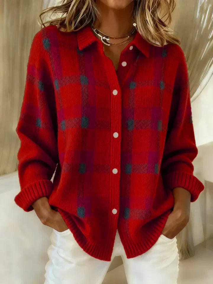 MARCOLLINE | RETRO PLAID SWEATER WITH CASUAL CONTRAST