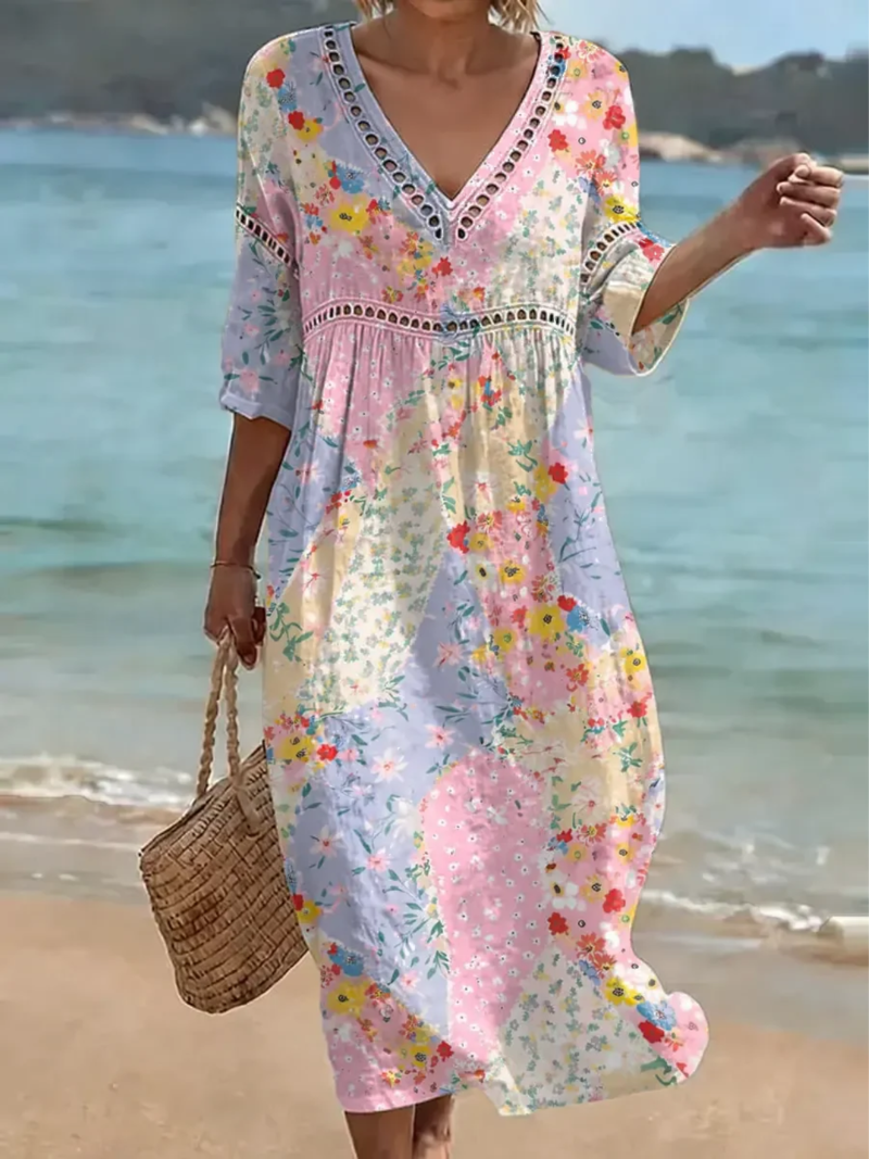 Clara | Floral Patchwork Maxi Dress
