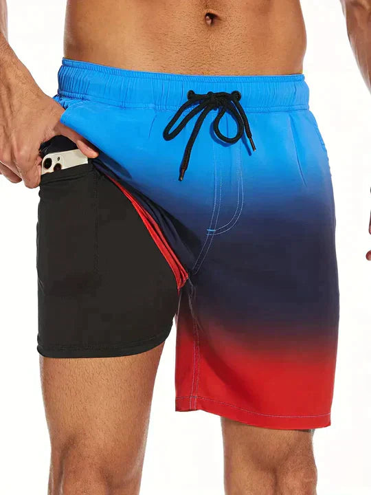Quick-Dry Swim Shorts with Inner Compression for Men