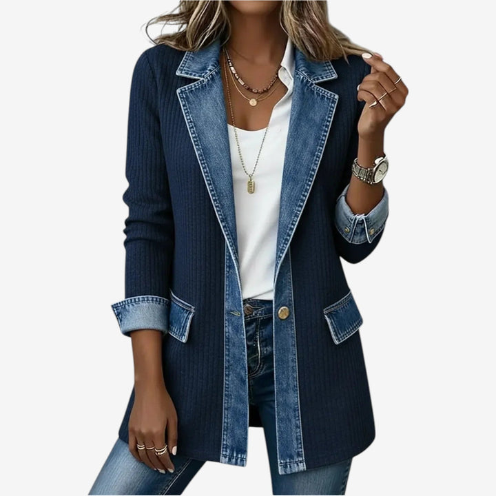 Rowena | The Mixed-Texture Denim-Look Jacket