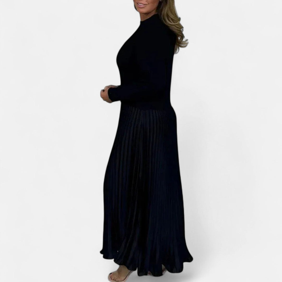 Knitted Maxi Dress with Pleated Skirt