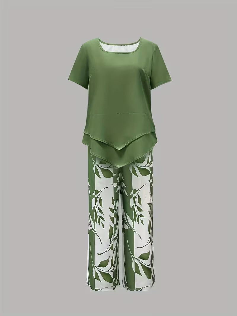 Rosalind | Leaf Print Two-Piece Set