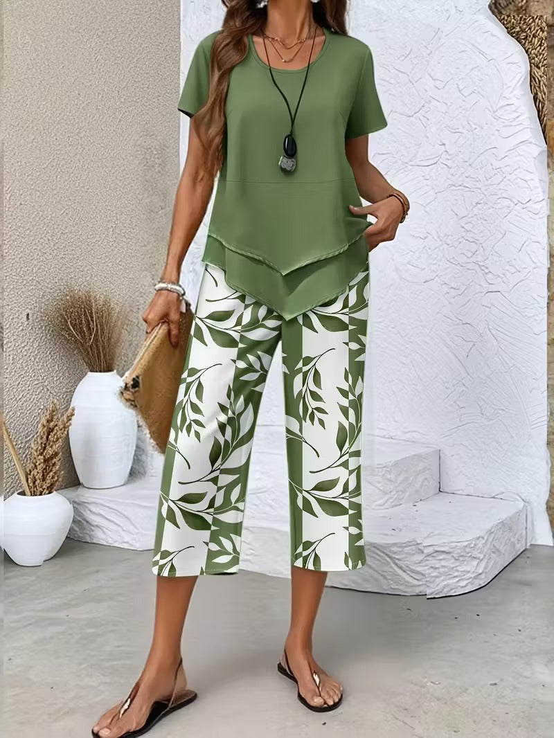 Rosalind | Leaf Print Two-Piece Set