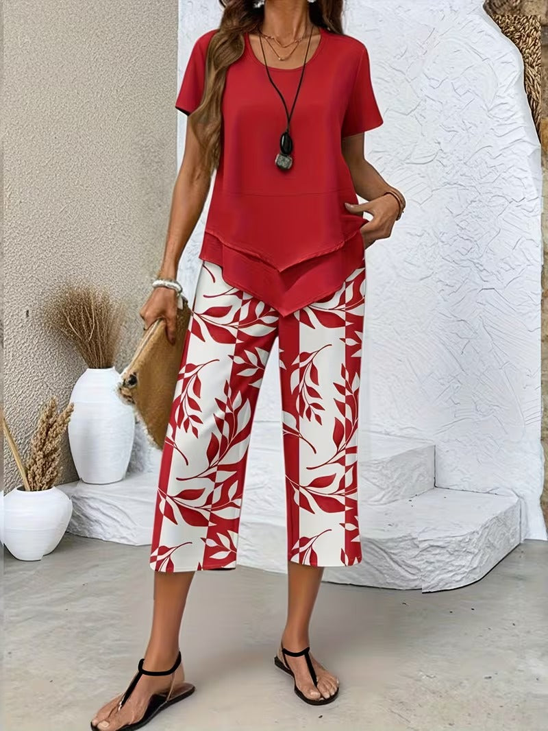 Rosalind | Leaf Print Two-Piece Set