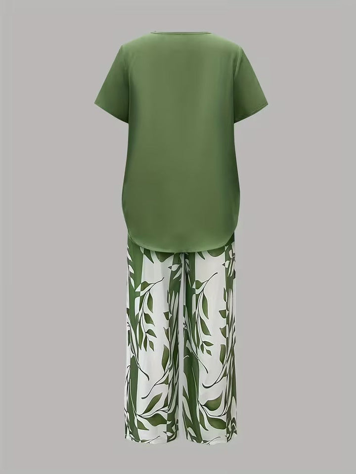 Rosalind | Leaf Print Two-Piece Set