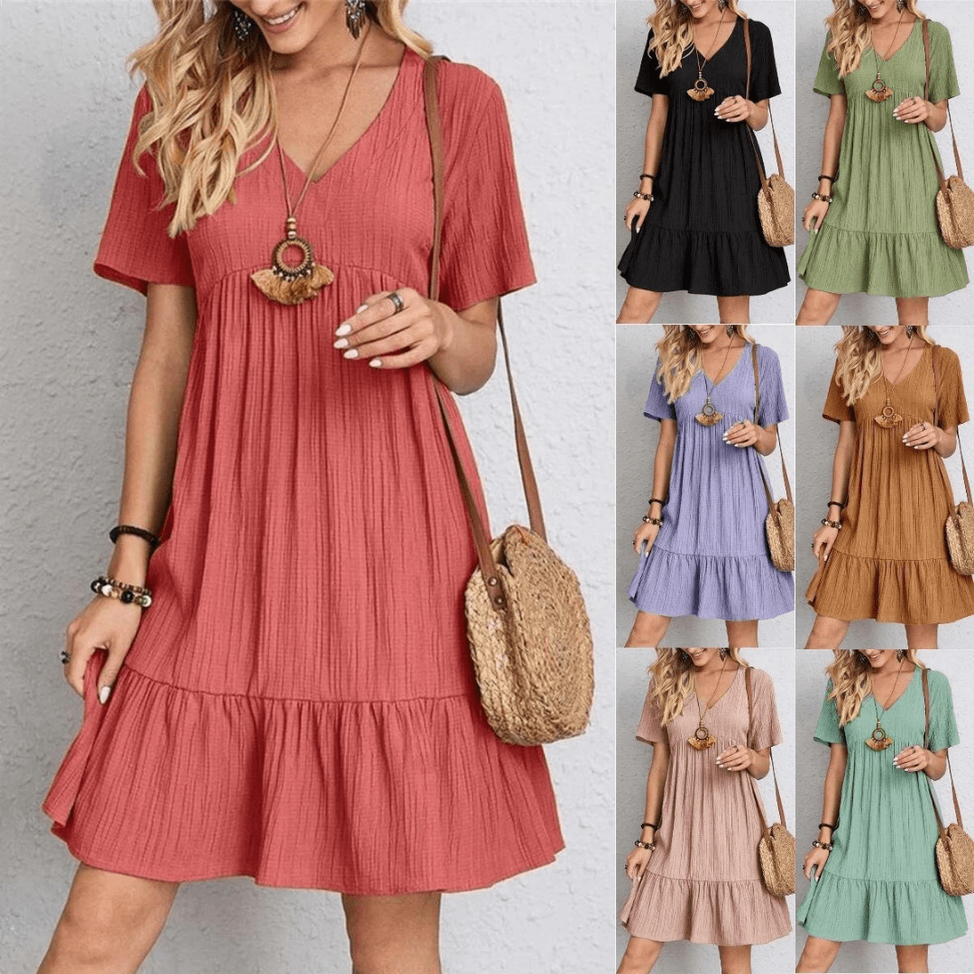 SERENA GENTLE SHAPE V-NECK DRESS