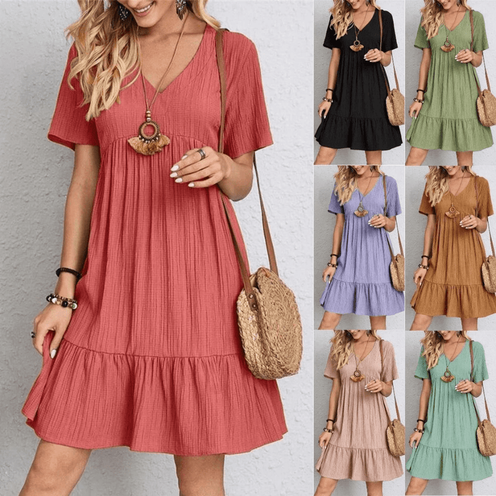 SERENA GENTLE SHAPE V-NECK DRESS