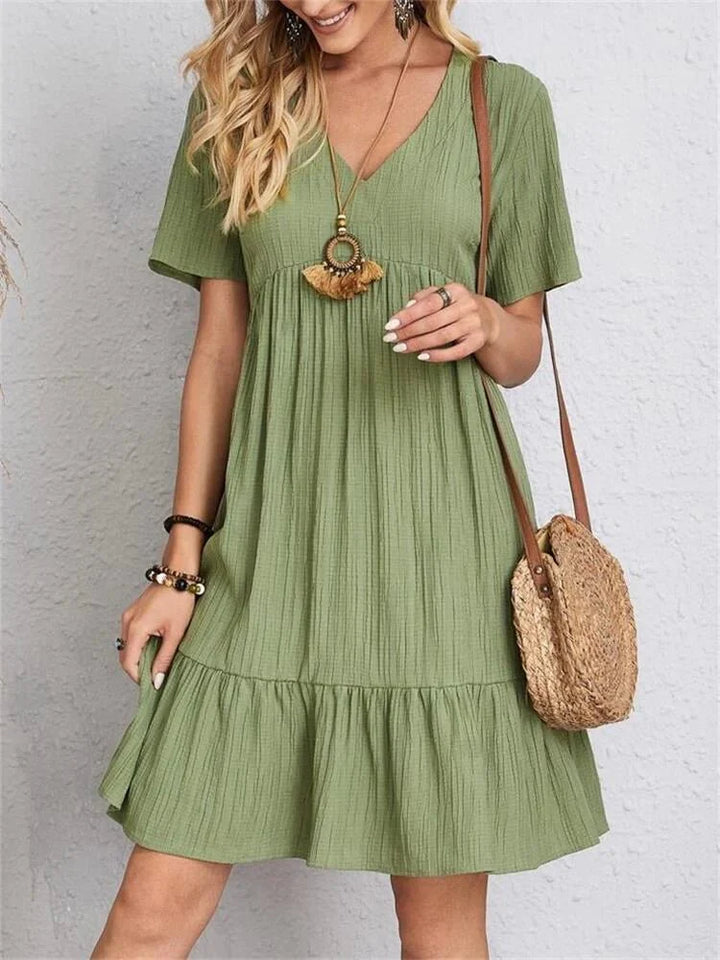 SERENA GENTLE SHAPE V-NECK DRESS