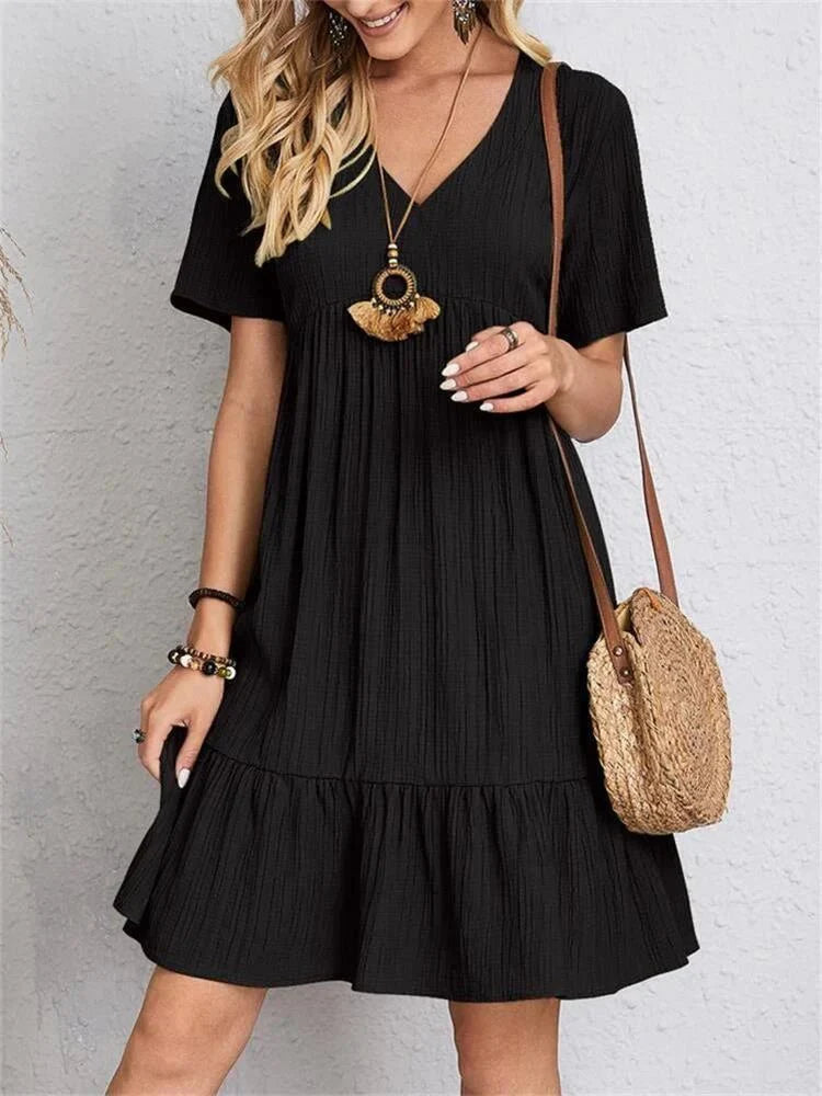 SERENA GENTLE SHAPE V-NECK DRESS