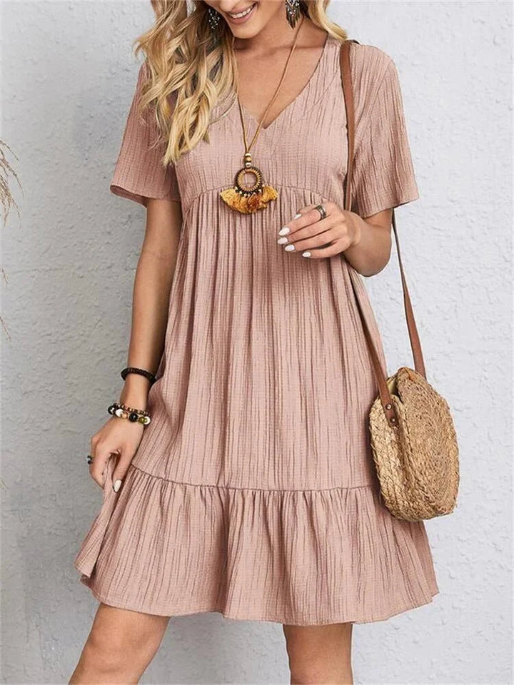 SERENA GENTLE SHAPE V-NECK DRESS