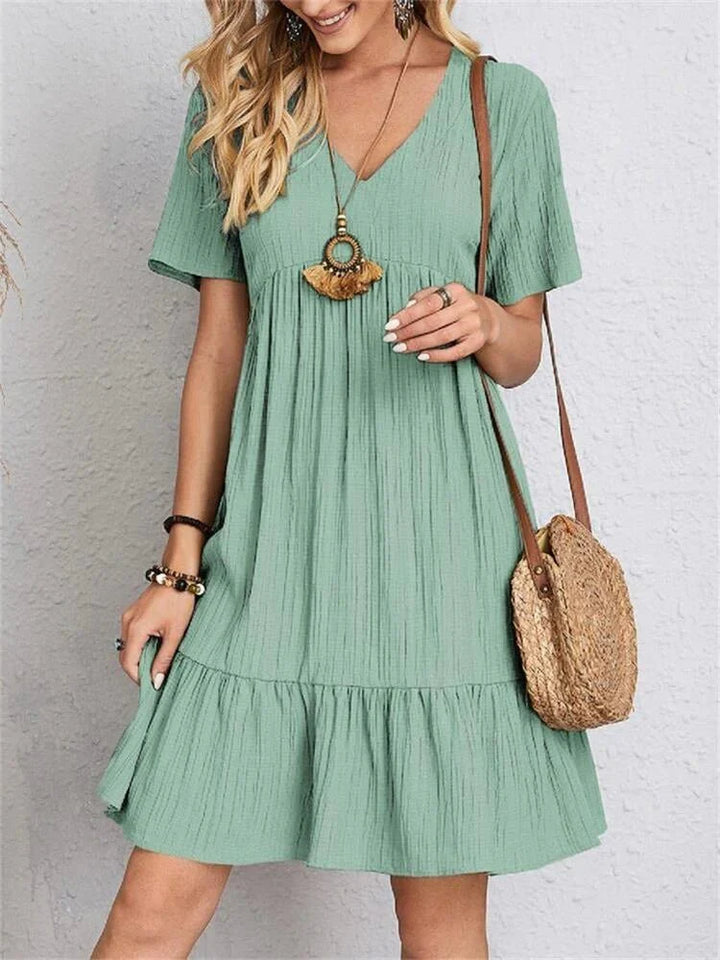 SERENA GENTLE SHAPE V-NECK DRESS