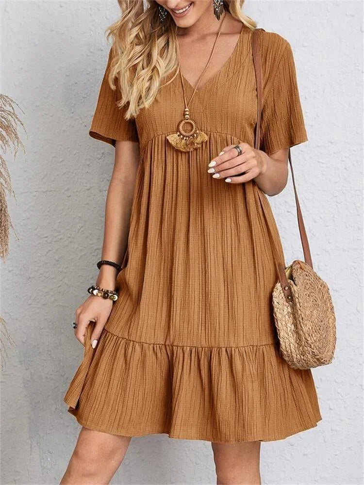 SERENA GENTLE SHAPE V-NECK DRESS