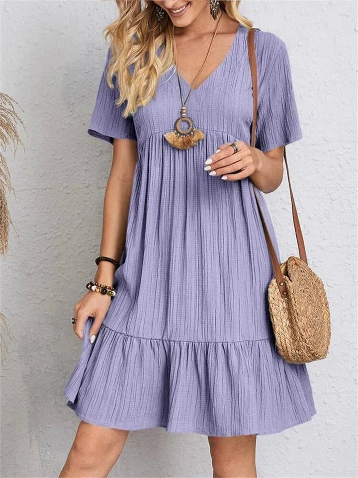 SERENA GENTLE SHAPE V-NECK DRESS