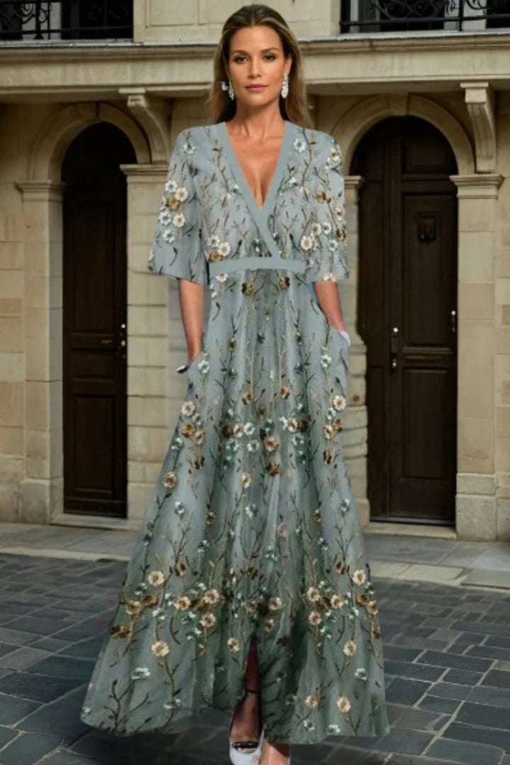 Hazel - Elegant V-Neck Boho Dress
